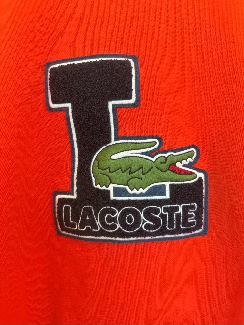 Lacoste Orange-Red Crewneck with Croc Patch - Picture 4 of 7